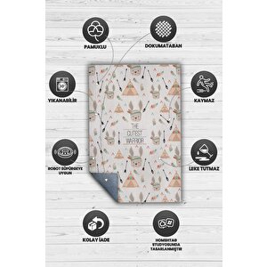 Homshtag En Tatlı Savaşçı Bej Kahve Renkli Çocuk Odası Halısı Minimal Çocuk Halısı Bebek Temalı Halı
