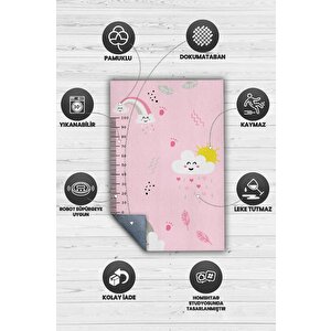 Homshtag Kızım Büyüyor Metreli Pembe Renkli Çocuk Odası Halısı Minimal Çocuk Halıs Bebek Temalı Halı