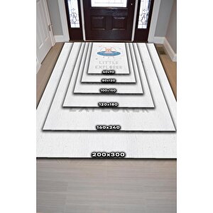Homshtag Minik Kaşif Beyaz Renkli Çocuk Odası Halısı Minimal Çocuk Halısı Bebek Temalı Halı