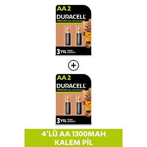 Şarj Edilebilir Aa 1300mah Piller, 4'lü Paket