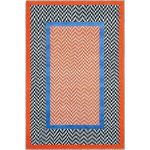 Lumina Turuncu Halı Zigzag Desen Halı Yıkanabilir Dokuma Şönil Modern Ev Oda Balkon Halısı 120x180 cm