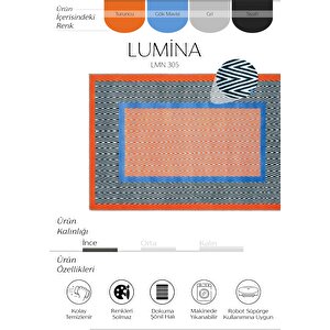 Lumina Turuncu Halı Zigzag Desen Halı Yıkanabilir Dokuma Şönil Modern Ev Oda Balkon Halısı 120x180 cm