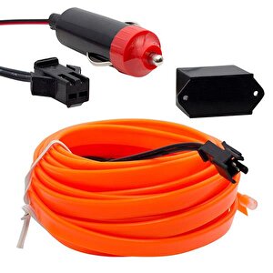 Araç İçi Neon Turuncu 5 Metre İp Led Aydınlatma | Çakmaklık Girişli Şerit Işık