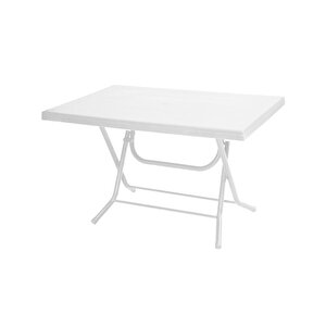 Mt-gfm212 Ancora Plastik Dikdörtgen Katlanır Bahçe Balkon Masa 75x120 Cm Beyaz