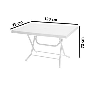 Mt-gfm212 Ancora Plastik Dikdörtgen Katlanır Bahçe Balkon Masa 75x120 Cm Beyaz