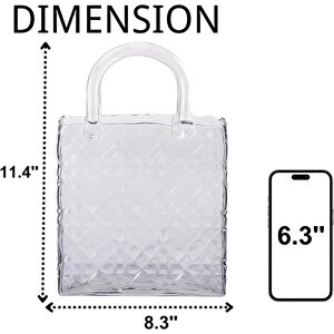 Çanta Vazo Köşeli Model Cam Çiçek Vazosu Dekoratif Antrasit Vazo Büyük Boy Glass Bag Vase