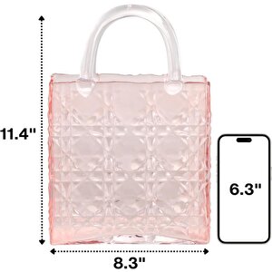 Çanta Vazo Köşeli Model Cam Çiçek Vazosu Dekoratif Pembe Vazo Büyük Boy Glass Bag Vase