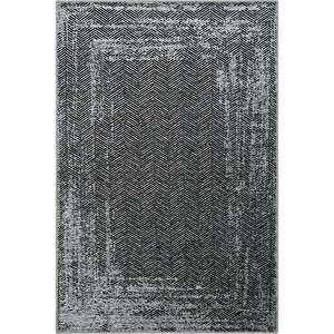 Lumina Antrasit Zigzag Desen Modern Yıkanabilir Şönil Oturma Odası Salon Balkon Halısı 80x250 cm