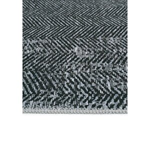 Cool Halı Lumina Antrasit Zigzag Desen Modern Yıkanabilir Şönil Oturma Odası Salon Balkon Halısı