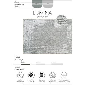 Cool Halı Lumina Gri Zigzag Desen Modern Yıkanabilir Dokuma Şönil Oturma Odası Salon Balkon Halısı