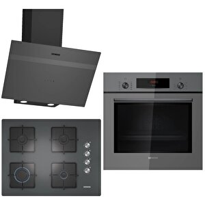 Gri 3 Lü Ankastre Set 181 (hb012fbh1t - Eo7c9po12o - Lc64kpj70t)