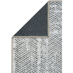 Cool Halı Lumina Gri Zigzag Desen Modern Yıkanabilir Dokuma Şönil Oturma Odası Salon Balkon Halısı
