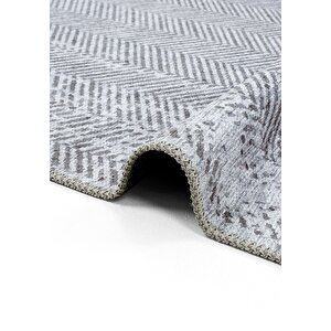 Cool Halı Lumina Gri Zigzag Desen Modern Yıkanabilir Dokuma Şönil Oturma Odası Salon Balkon Halısı