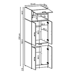 Dora Banyo Dolabı Kapaklı Çamaşır Ve Kurutma Makinesi Dolabı 70x230 Cm Atlantik Çam