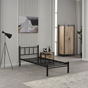 Ventus Tek Kişilik Metal Karyola - Siyah 90x190 cm
