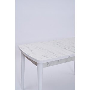Nehir Mdf Lak Panel Mutfak Masası 75x130cm Beyaz Mermer
