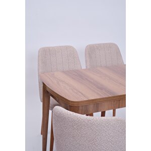 Nehir Milano Mdf Lak Panel Açılır Mutfak Masa Takımı 75x130cm Ceviz