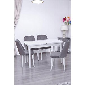 Nehir Milano Mdf Lak Panel Açılır Mutfak Masa Takımı 75x130cm Beyaz