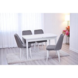 Nehir Milano Mdf Lak Panel Açılır Mutfak Masa Takımı 75x130cm Beyaz