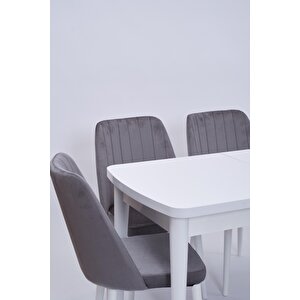 Nehir Milano Mdf Lak Panel Açılır Mutfak Masa Takımı 75x130cm Beyaz