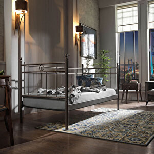 Hypnose Daybed Tek Kişilik Sedir Metal Karyola 90x200 Kahverengi