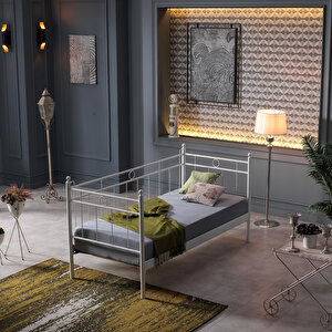 Hypnose Daybed Tek Kişilik Sedir Metal Karyola 90x200 Beyaz