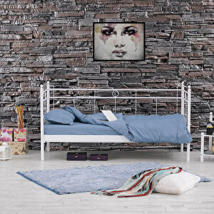 Hypnose Daybed Tek Kişilik Sedir Metal Karyola 90x200 Beyaz