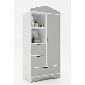 Bali Bohem - 4 Kapaklı Gardırop | Jüt Mdf Kapaklı Elbise Dolabı | 160cm -beyaz