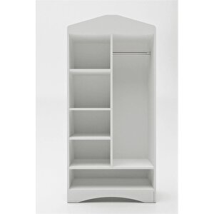 Bali Bohem - 4 Kapaklı Gardırop | Jüt Mdf Kapaklı Elbise Dolabı | 160cm -beyaz