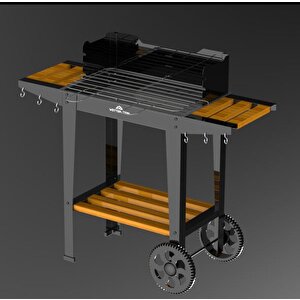 Wetterstein Tekerlekli AHŞAP Sehpalı Mangal/ Barbekü S MODEL