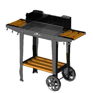 Wetterstein Tekerlekli AHŞAP Sehpalı Mangal/ Barbekü S MODEL
