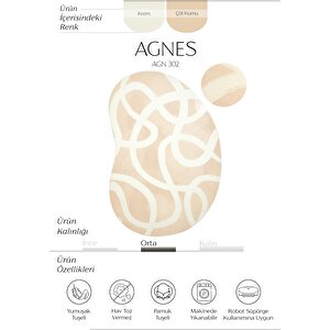 Agnes Bej Krem Asimetrik Halı Soyut Desen Oval Modern Halı Yumuşak Yıkanabilir İpeksi Halı 160x230 cm