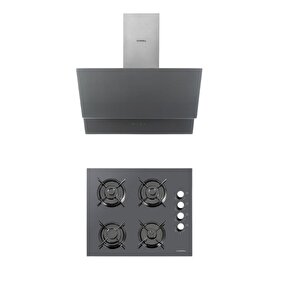 2 Li̇ Gri̇ Cam Set (davlumbaz-ocak)