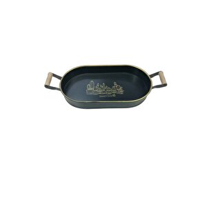 Sweet Home Ahşap Saplı Ferforje Oval Tepsi 38x21 Cm