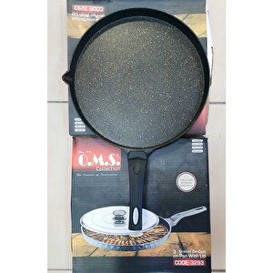 3293 Çevirme Kapaklı Bazlama Gözleme Balık Tavası Döküm 34 Cm Siyah
