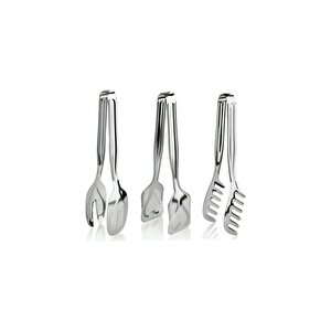 Çelik 3lü Pasta-makarna-salata Maşa Seti