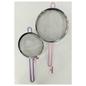 Paslanmaz Çelik Telli Silikon Saplı İkili Süzgeç Seti 18cm Ve 23cm