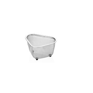 Paslanmaz Çelik 23cm Ve 24cm Bariyerli Tek Saplı Yuvarlak Süzgeç Ve Üçgen Lavabo Süzgeç Seti-3 Parça