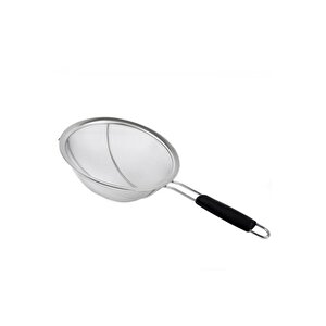 Paslanmaz Çelik 23cm Ve 24cm Bariyerli Tek Saplı Yuvarlak Süzgeç Ve Üçgen Lavabo Süzgeç Seti-3 Parça