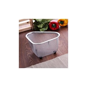Paslanmaz Çelik 18cm Ve 20cm Tek Saplı Yuvarlak Süzgeç Ve Üçgen Lavabo Süzgeç Seti-3 Parça