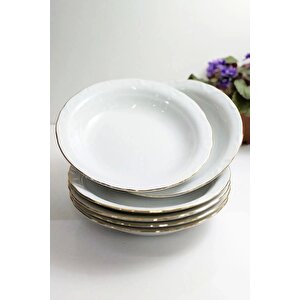 Porselen Çukur Tabak 6'lı Altın Yaldızlı 19 Cm