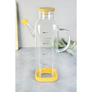 Alisa Bambu Kapaklı Kare Borosilikat Yağlık - 1000 Ml