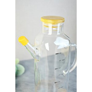Alisa Bambu Kapaklı Kare Borosilikat Yağlık - 1000 Ml