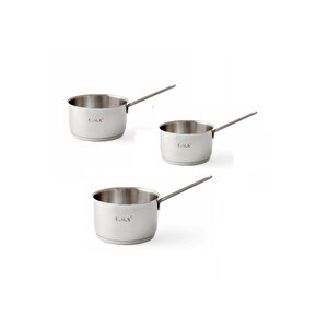 Tek Saplı Büyük Boy 3lü  Kapaksız Dökme Ağızlı Sütlük Sos Tava Seti 18-20-22cm