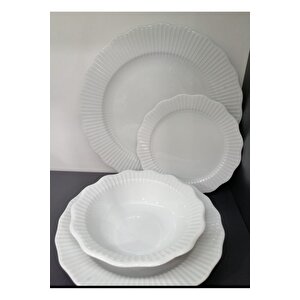 Porselen Frilly 24 Parça 6 Ki̇şi̇li̇k Yemek Takimi