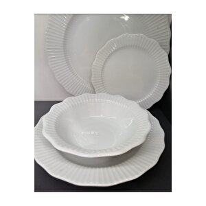 Porselen Frilly 24 Parça 6 Ki̇şi̇li̇k Yemek Takimi