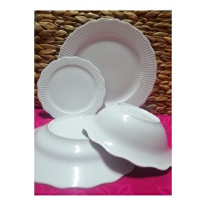 Porselen Frilly 24 Parça 6 Ki̇şi̇li̇k Yemek Takimi