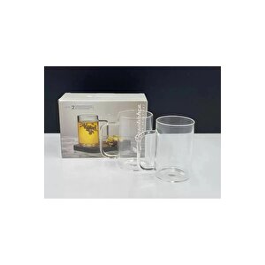D00003 Lite Borosilikat 6’lı Kulplu Kupa Bardak Takımı-270 Cc.