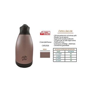 Paslanmaz Çelik Termos 2 Litre - Pembe - Ckr2026
