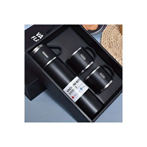 Paslanmaz Çelik Termos Renkli 3 Bardaklı 500 Ml Kutulu Set